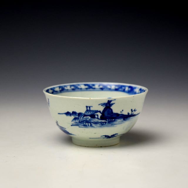Vauxhall Chinaman and Fence Pattern Teabowl and Saucer c1755-60 (4)