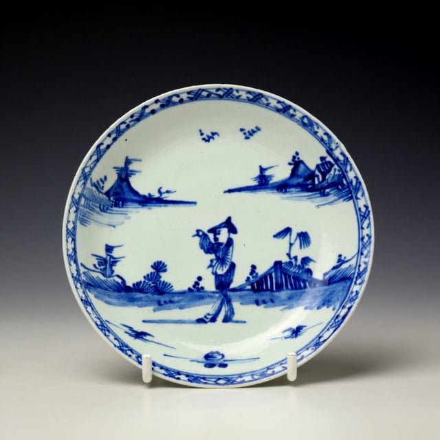 Vauxhall Chinaman and Fence Pattern Teabowl and Saucer c1755-60 (8)