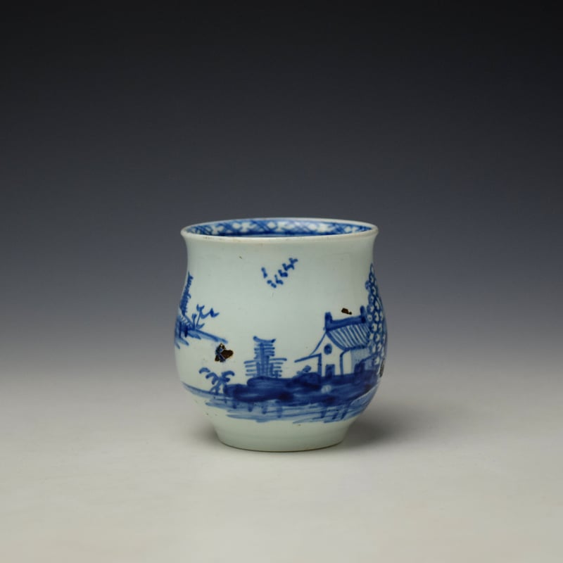 Vauxhall Hut and Blossoming Tree Pattern Bell Shaped Coffee Cup c1755-60 (3)