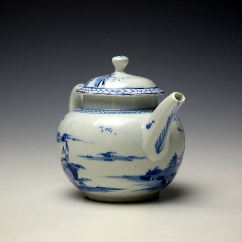 Vauxhall Hut and Rocky Mountain Pattern Small Teapot c1758-62 (3)