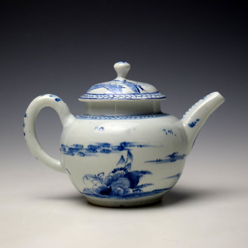Vauxhall Hut and Rocky Mountain Pattern Small Teapot c1758-62 (4)