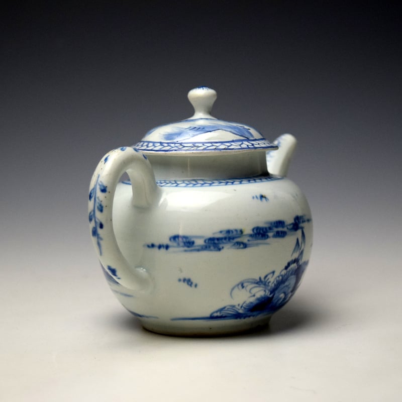 Vauxhall Hut and Rocky Mountain Pattern Small Teapot c1758-62 (5)