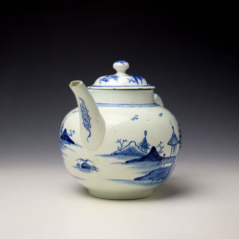Vauxhall Pagoda And Pine Tree Pattern Teapot and Cover c1755-60 (3)