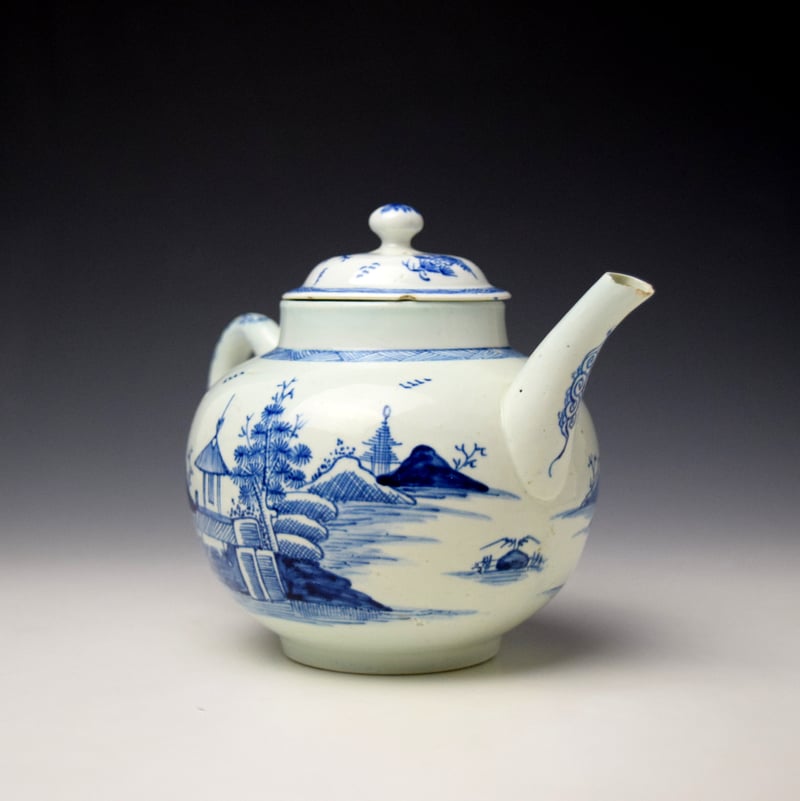Vauxhall Pagoda And Pine Tree Pattern Teapot and Cover c1755-60 (4)