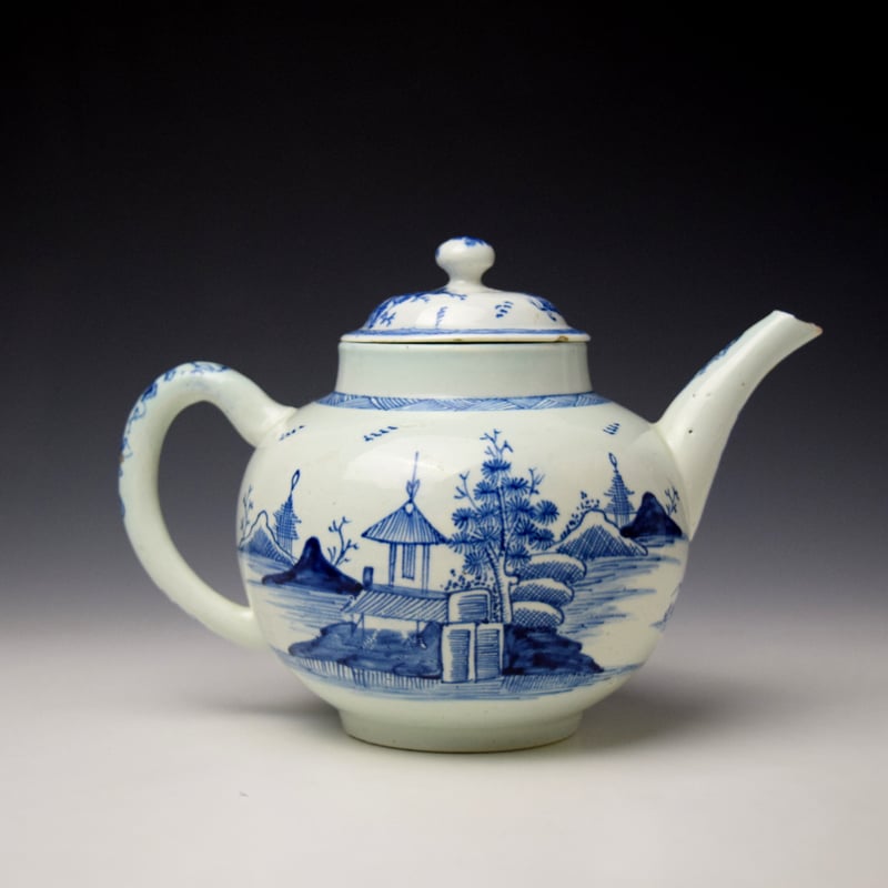 Vauxhall Pagoda And Pine Tree Pattern Teapot and Cover c1755-60 (5)