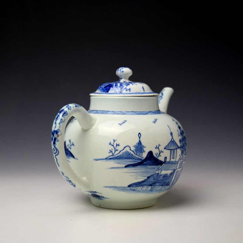 Vauxhall Pagoda And Pine Tree Pattern Teapot and Cover c1755-60 (6)