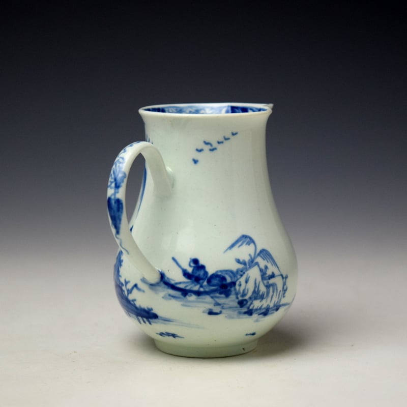 Vauxhall Pagoda Willow and Rock Pattern Sparrow Beak Jug c1756-60 (4)