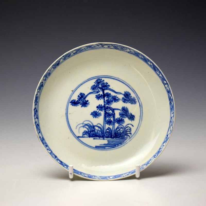 Vauxhall Pine Trees Pattern Teabowl and Saucer c1755 (8)