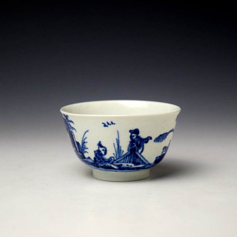 Vauxhall Two Chinamen and Triangular Fence Pattern Teabowl and Saucer c1757-62 (2)