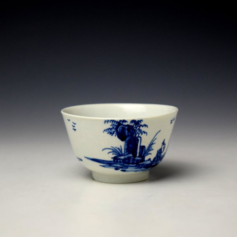 Vauxhall Two Chinamen and Triangular Fence Pattern Teabowl and Saucer c1757-62 (3)