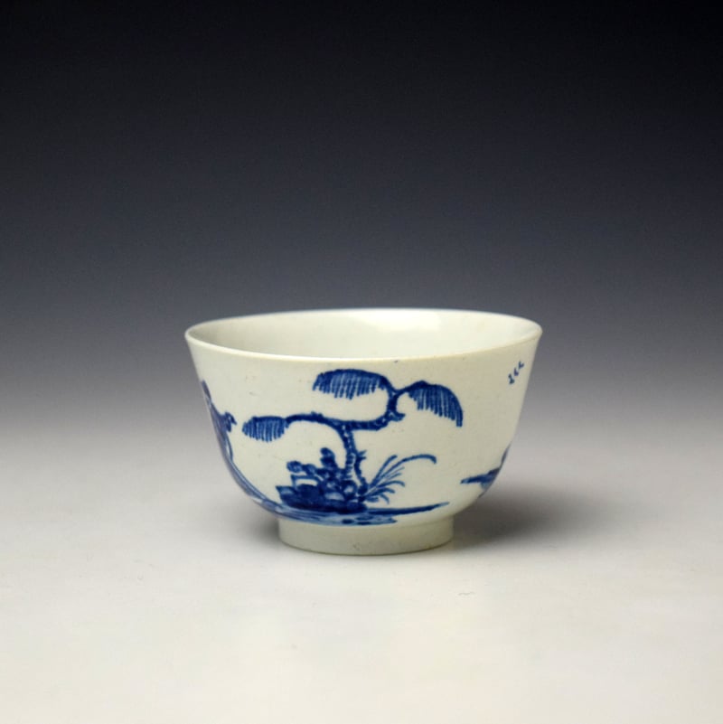 Vauxhall Two Chinamen and Triangular Fence Pattern Teabowl and Saucer c1757-62 (5)