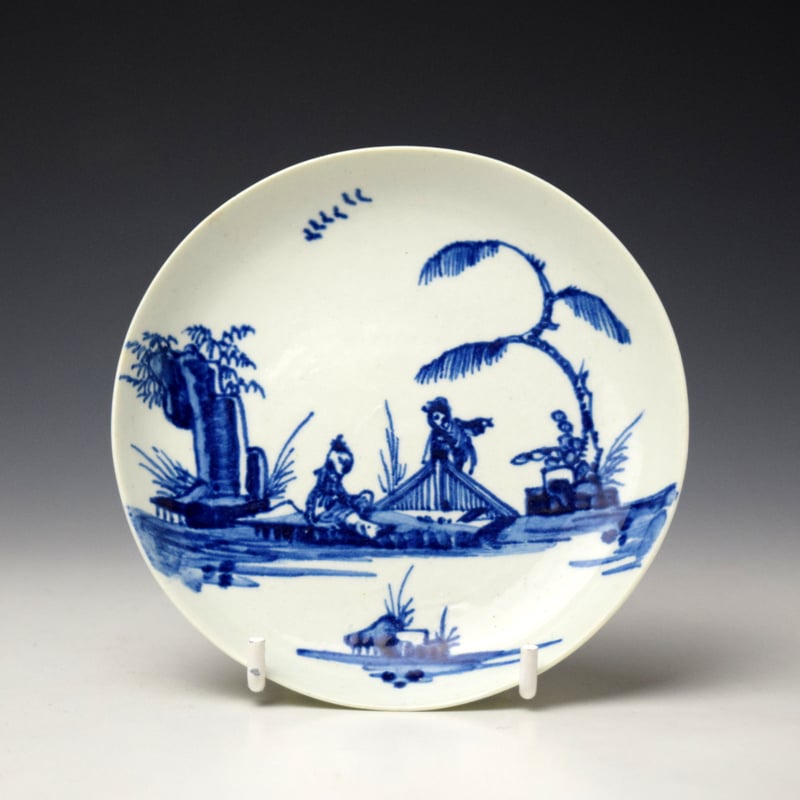Vauxhall Two Chinamen and Triangular Fence Pattern Teabowl and Saucer c1757-62 (8)