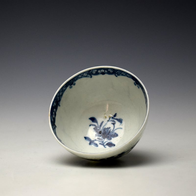 Woecester Feather Mould Birds Pattern Teabowl and Saucer c1760-65 (7)
