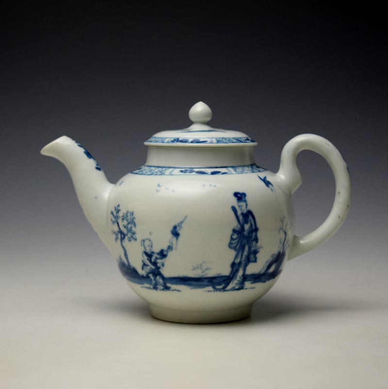 Early Walk in the Garden Pattern Small Teapot and Cover c1755-60