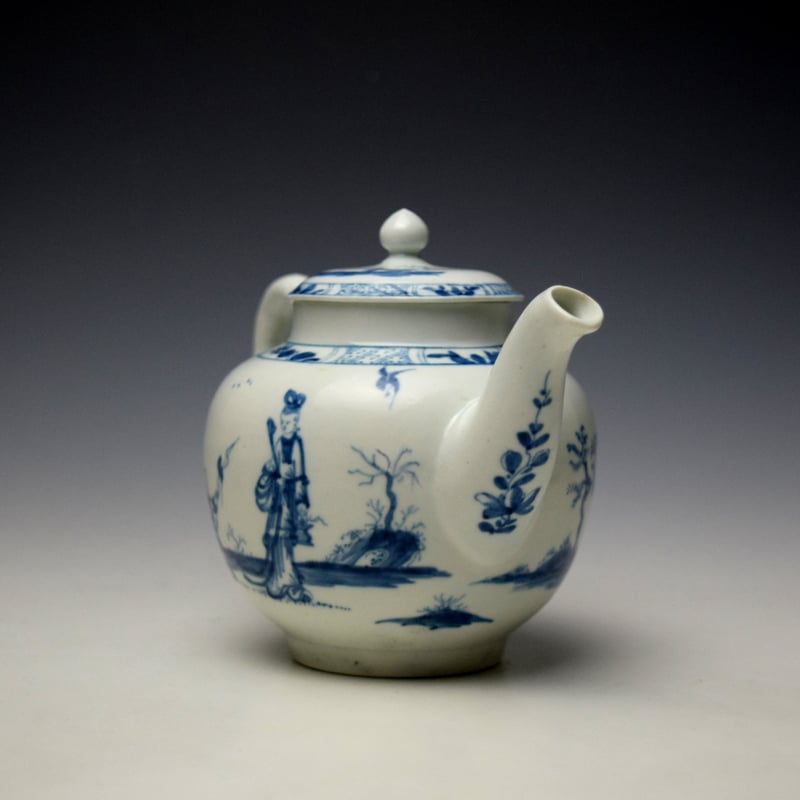 Worcester A Walk in the Garden Pattern Teapot and Cover c1755-60 (3)