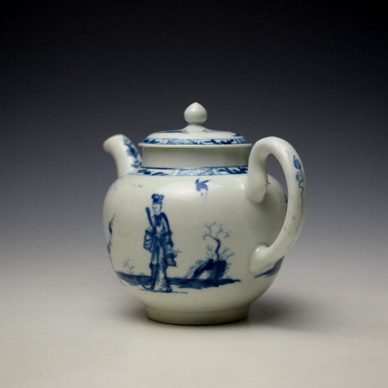 Worcester A Walk in the Garden Pattern Teapot and Cover c1755-60 (6)