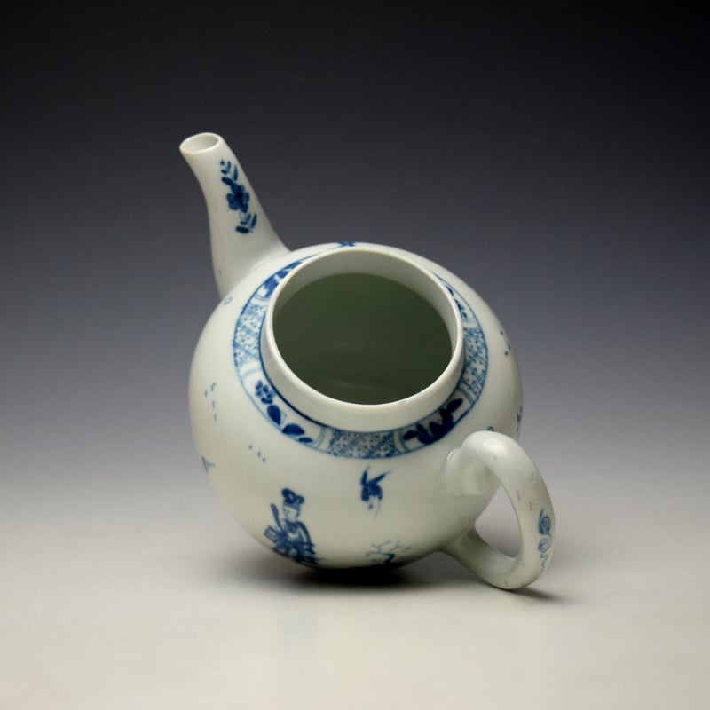 Worcester A Walk in the Garden Pattern Teapot and Cover c1755-60 (7)