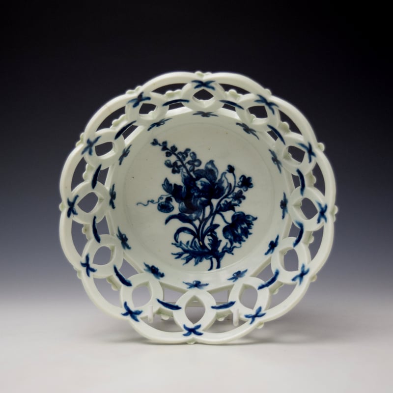 Rare Anemone and Bellflower Spray Pattern Basket c1760-65