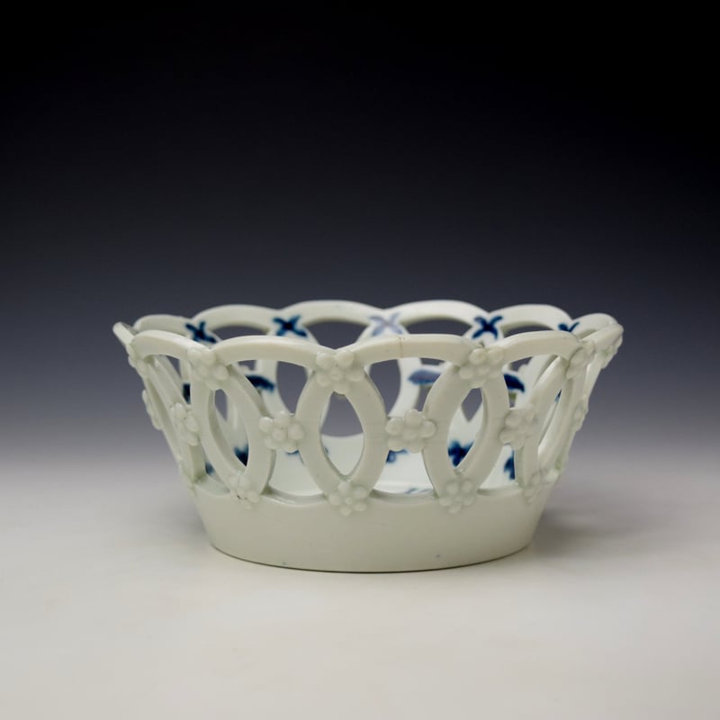 Worcester Anemone and Bellflower Spray Pattern Basket c1760-65 (3)