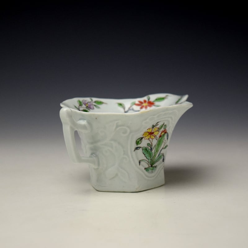 Worcester Bird and Floral Sprays Pattern Moulded Hexagonal Creamboat c1753-54 (5)