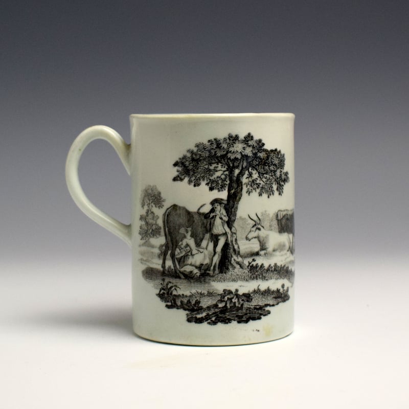 Worcester Blackprinted Small Mug c1760 (8)