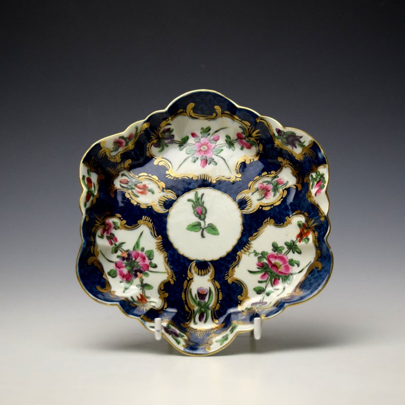 Blue Scale Floral Pattern Teapot Stand c1765-75