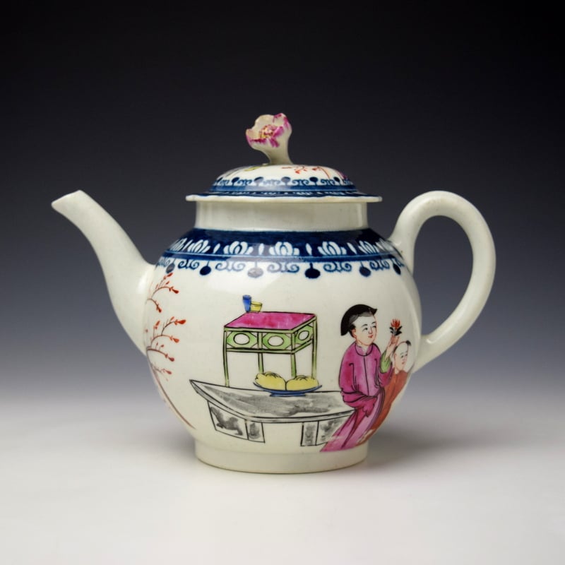 Mandarin Mother and Child With Boy in The Window Pattern Teapot and Cover c1770-75