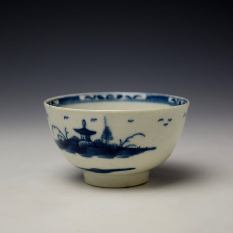 Worcester Candle Fence Pavilion Pattern Teabowl and Saucer c1770 (3)