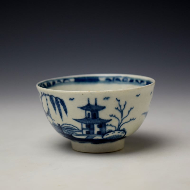 Worcester Candle Fence Pavilion Pattern Teabowl and Saucer c1770 (4)