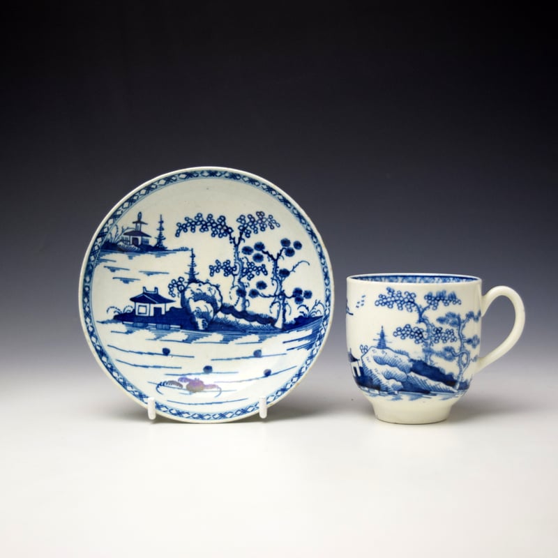 Cannonball Pattern Coffee Cup and Saucer c1760-80