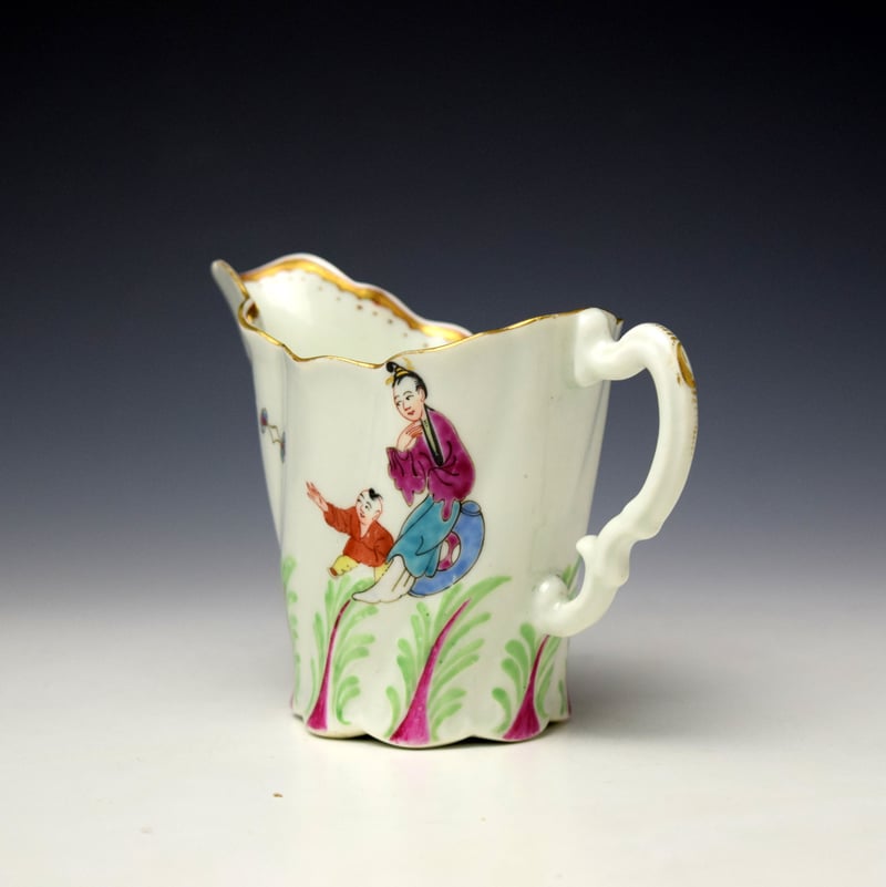 Worcester Chinese Family Tall Table Pattern High Chelsea Ewer c1770-75 (6)