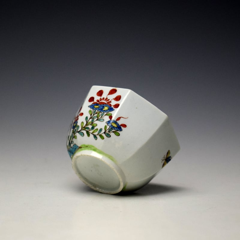 Worcester Chinese Garden Pattern Octagonal Teabowl and Saucer c1753-54 (7)