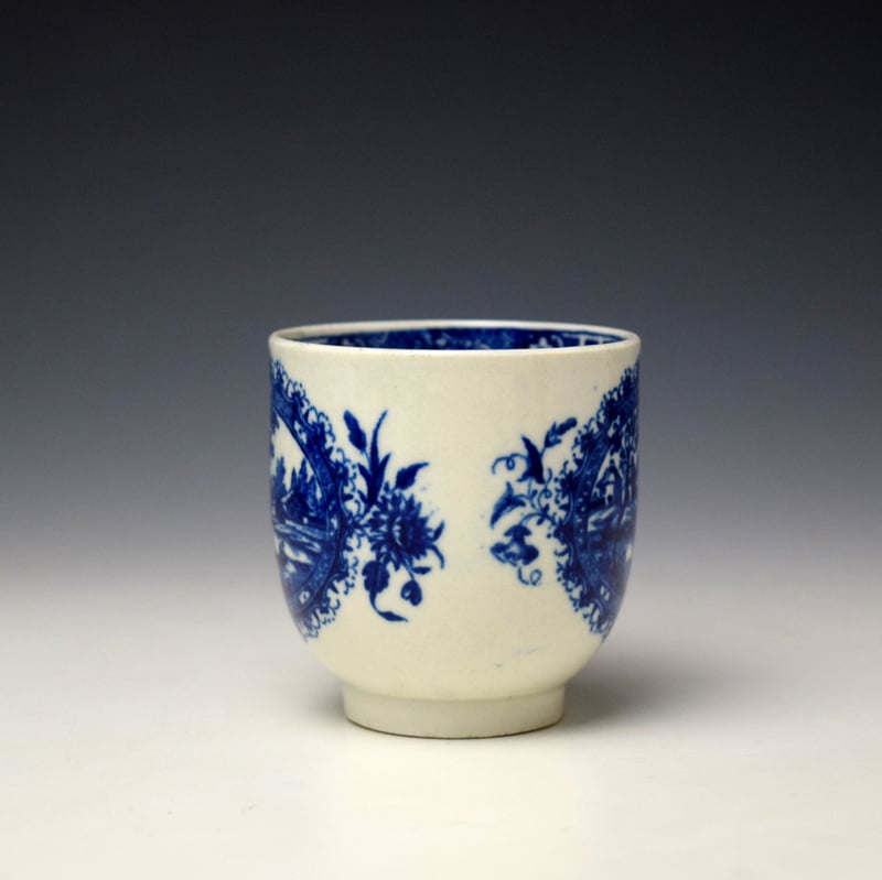 Worcester Circled Landscape Pattern Coffee Cup c1780-90 (2)