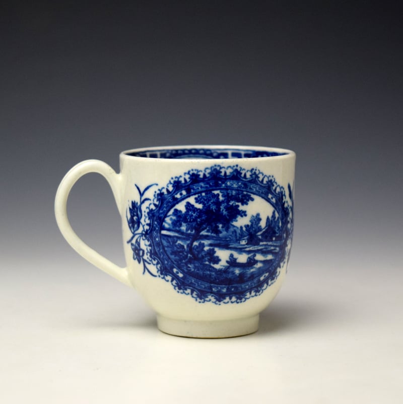 Worcester Circled Landscape Pattern Coffee Cup c1780-90 (3)