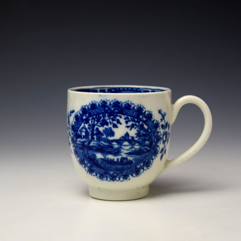 Worcester Circled Landscape Pattern Trio c1780-90 (2)
