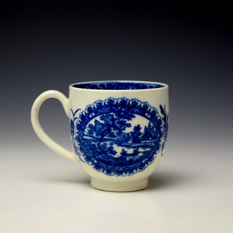 Worcester Circled Landscape Pattern Trio c1780-90 (4)