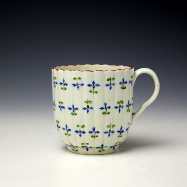 Cornflower Sprigs Pattern Fluted Coffee Cup C1780-85