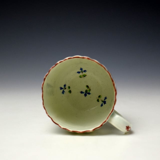 Worcester Cornflower Sprigs Pattern Fluted Coffee Cup C1780-85 (4)