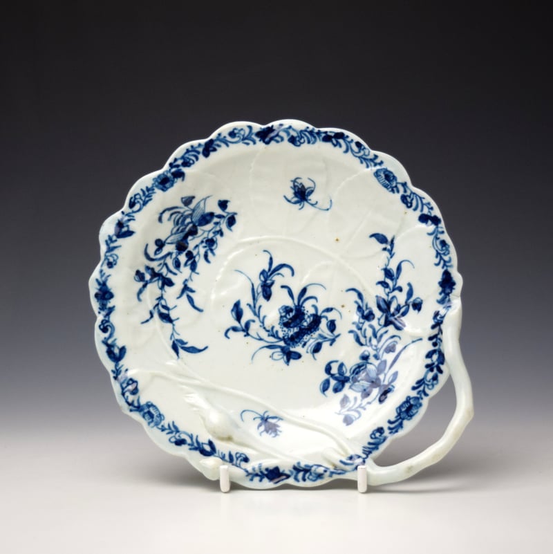 Feather Mould Floral Pattern Blind Earl Sweetmeat Dish c1760-62