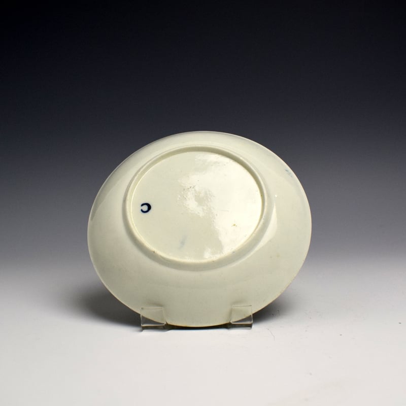 Worcester Feather Mould Floral Pattern Tea bowl and Saucer c1760 (3)