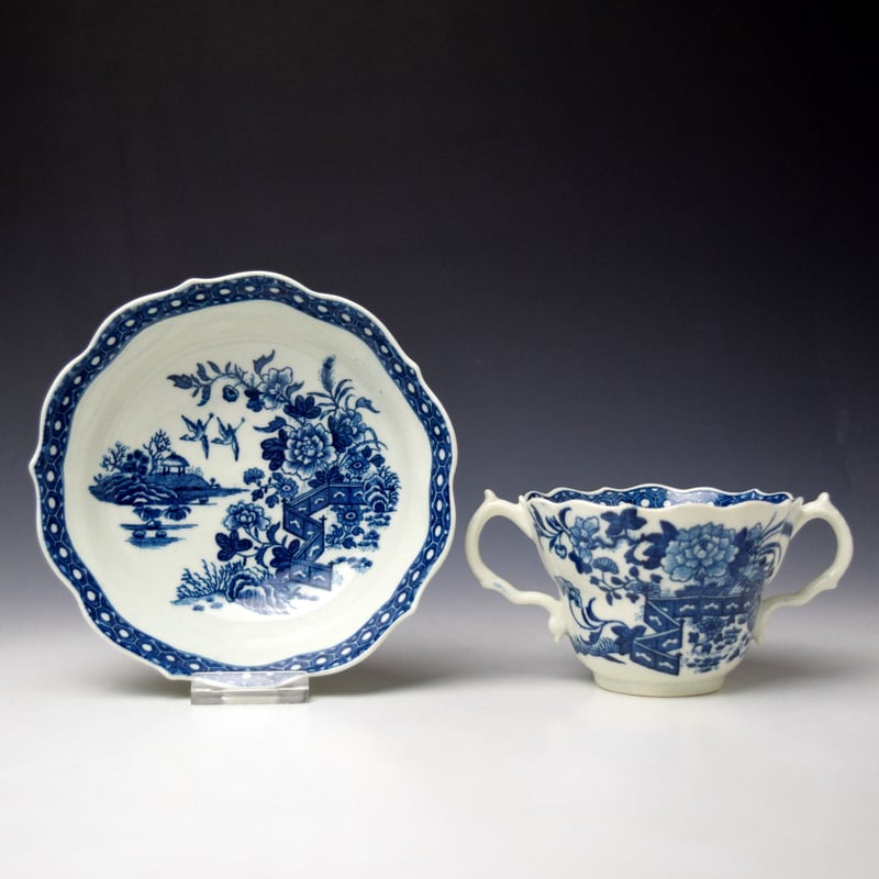 Fence Pattern Chocolate Cup and Stand c1770-75