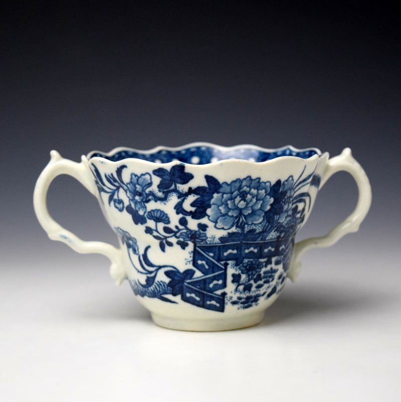 Worcester Fence Pattern Chocolate Cup and Stand c1770-75 (2)
