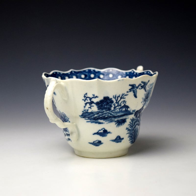 Worcester Fence Pattern Chocolate Cup and Stand c1770-75 (5)