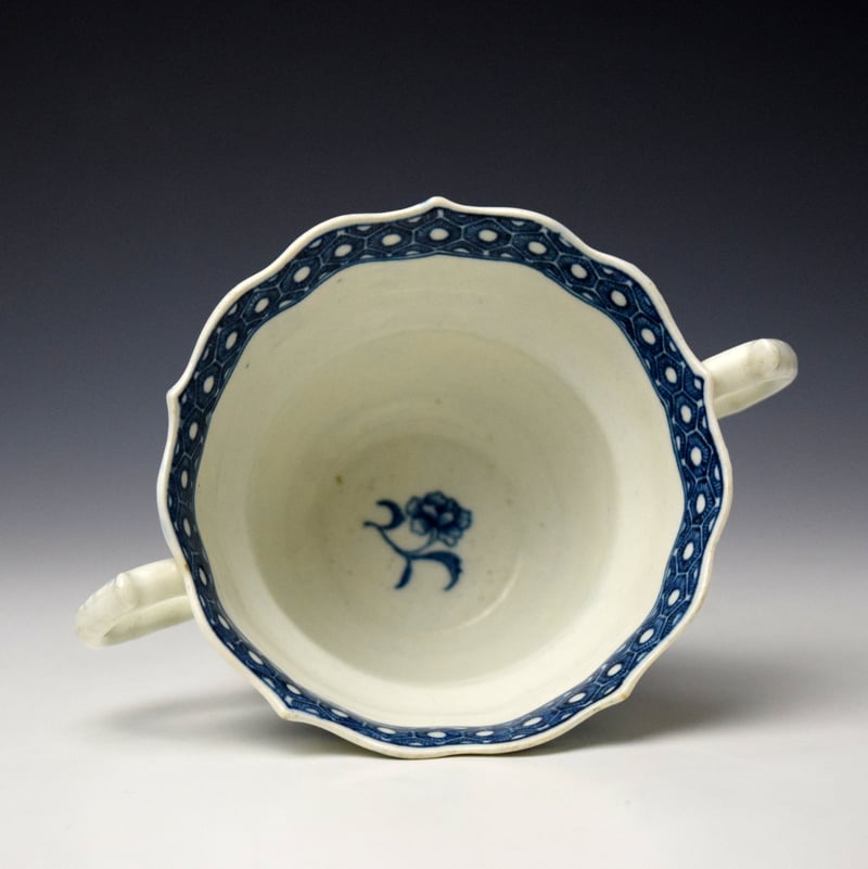 Worcester Fence Pattern Chocolate Cup and Stand c1770-75 (6)