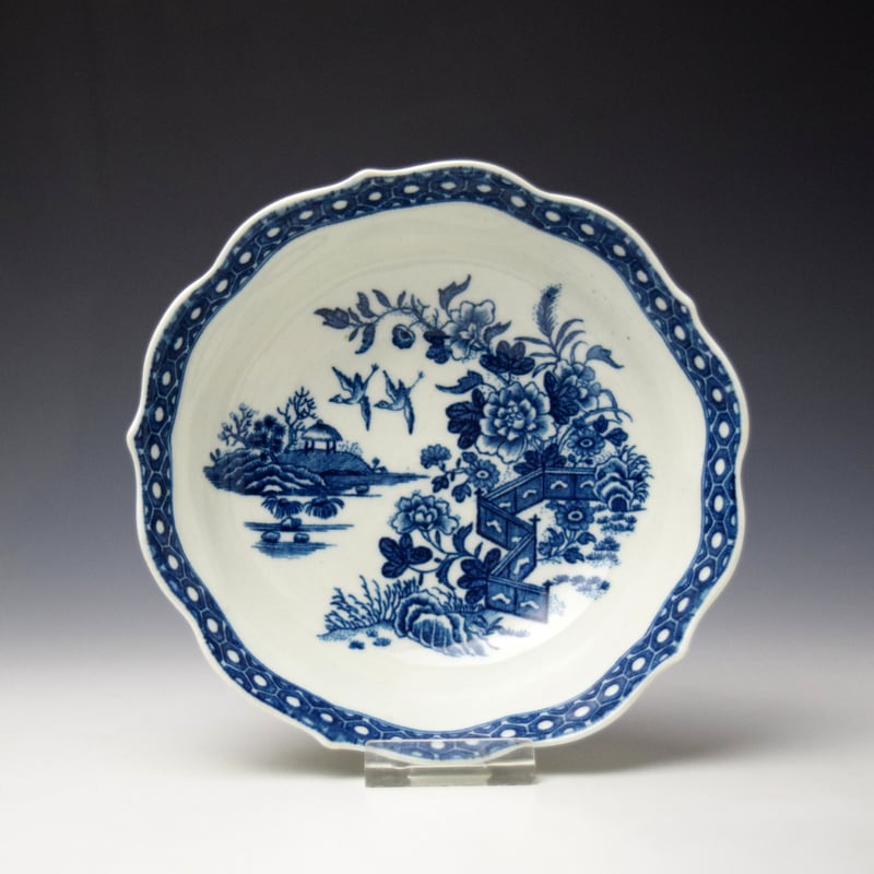 Worcester Fence Pattern Chocolate Cup and Stand c1770-75 (8)