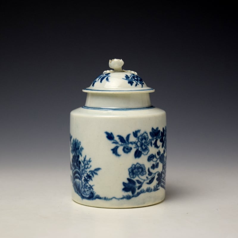 Worcester Fence Pattern Mustard Pot and Cover c1765-80 (2)