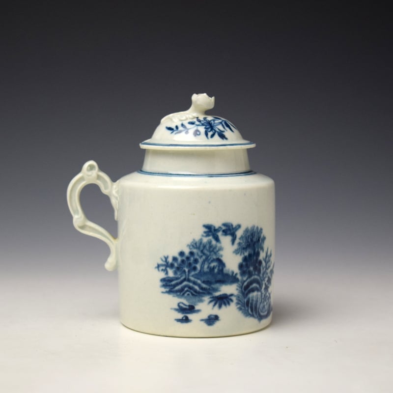 Worcester Fence Pattern Mustard Pot and Cover c1765-80 (3)