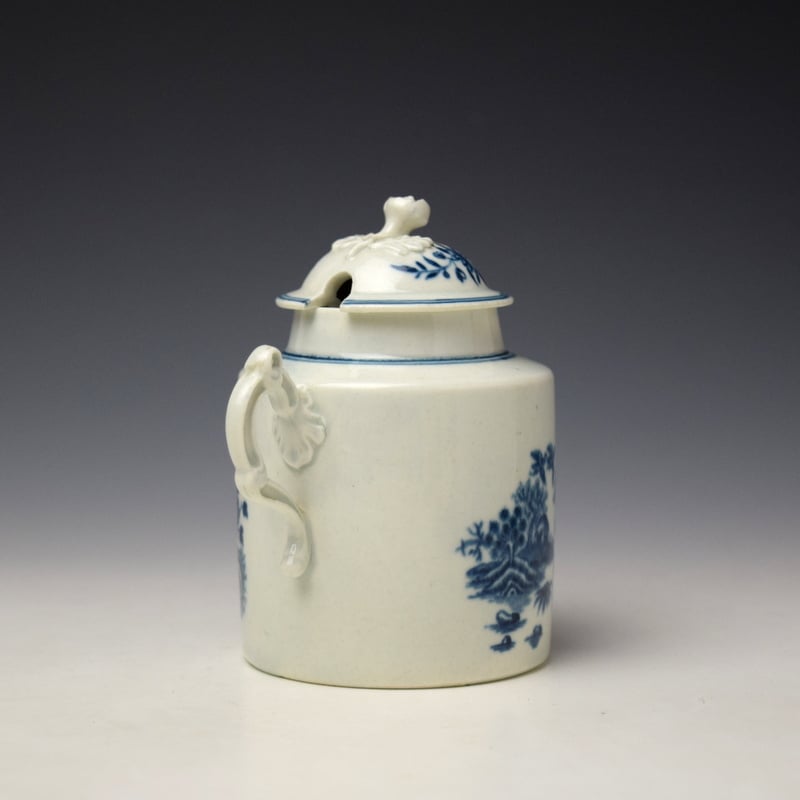 Worcester Fence Pattern Mustard Pot and Cover c1765-80 (4)