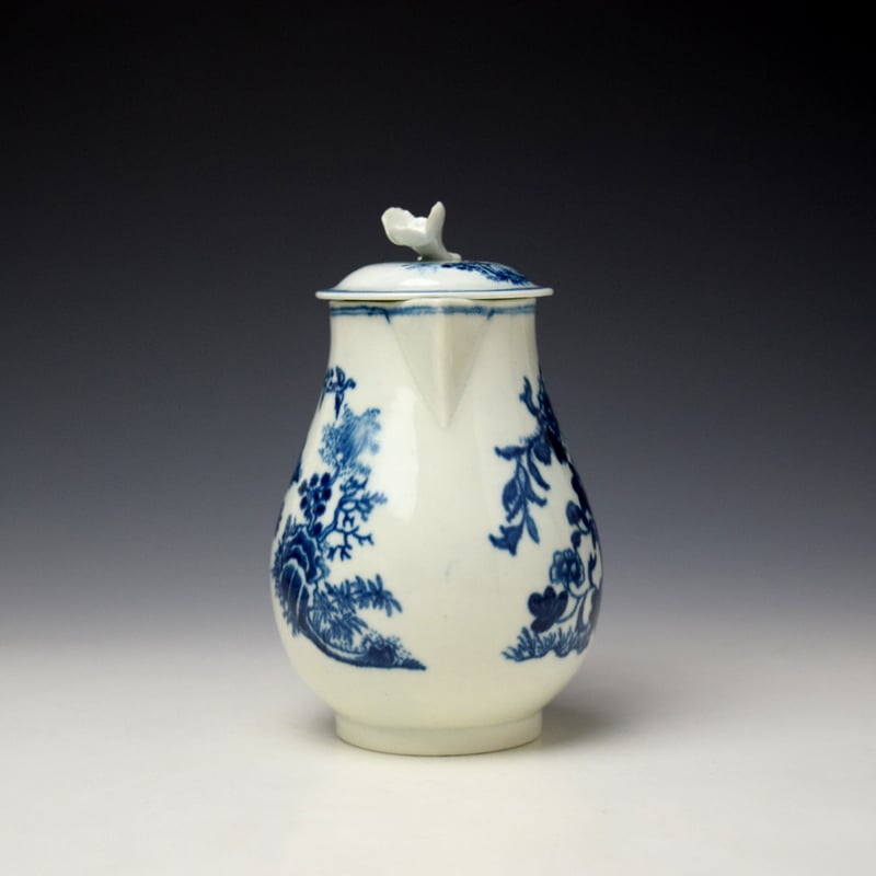 Worcester Fence Pattern Sparrow Beak Jug and Cover c1765-80 (2)