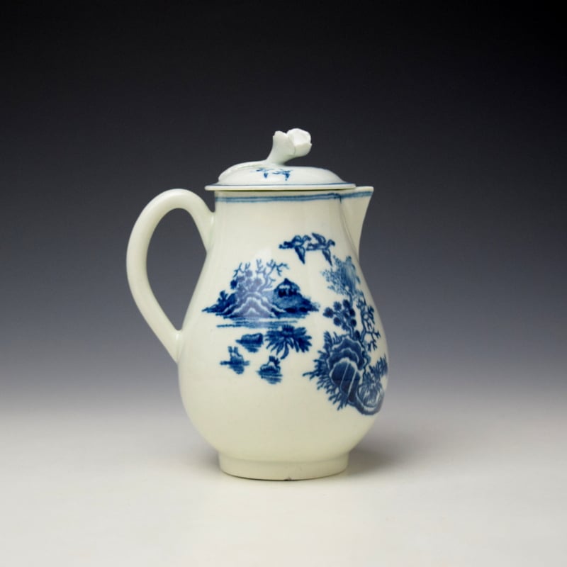 Worcester Fence Pattern Sparrow Beak Jug and Cover c1765-80 (3)